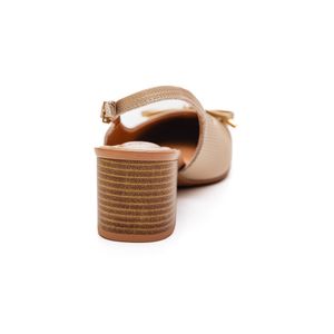 Sapato Usaflex Slingback Feminino Salto Bloco Couro Ma0803 Off-White