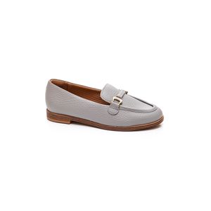 Sapato Usaflex Mocassim Feminino Couro Bico Redondo Ak3507 Cinza