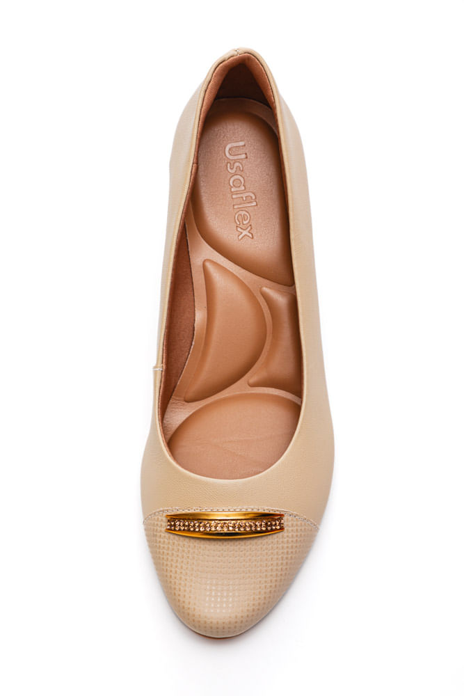 Sapato-Usaflex-Salto-Bloco-Feminino-Couro-Brilho-Q6698-Off-White
