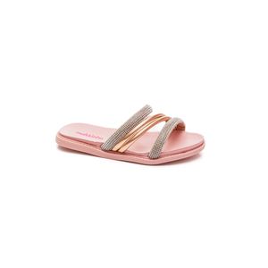 Sandália Molekinha Rasteira Infantil Menina Strass 2312.259 Cobre