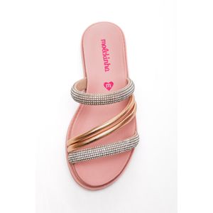 Sandália Molekinha Rasteira Infantil Menina Strass 2312.259 Cobre
