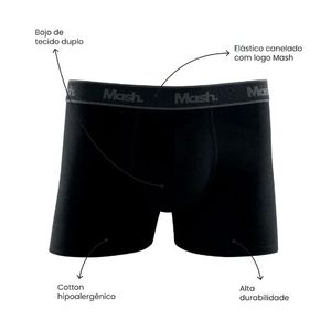Cueca Mash Boxer Algodão Basic 170.108 Preto