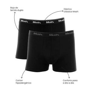 Kit Com 2 Cuecas Boxer Basic Mash Cotton 110.04 Branco