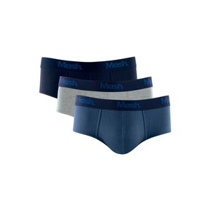 Kit 3 Cuecas Slip Mash Cotton Elastano Masculino 113.06 Azul