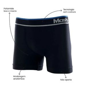 Cueca Boxer Mash Microfibra Sem Costura 710.04 Preto