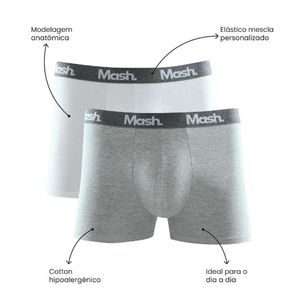 Kit Com 2 Cuecas Mash  Boxer Cotton 110.36 Preto