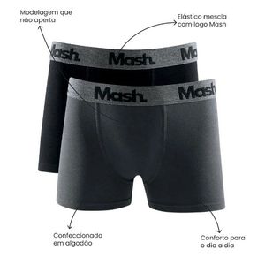 Kit 2 Cuecas Mash Boxer Algodão Infantil 110.37 Cinza