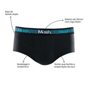Cueca Slip Mash Microfibra Active Masculina 143.03 Cinza Escuro