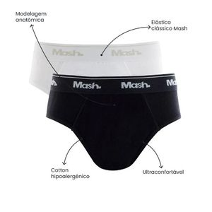 Kit  2 Cuecas Mash Slip Infantil Masculina 113.04 Preto