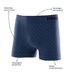 Cueca Boxer Mash Microfibra Sem Costura Jacquard 710.14 Azul