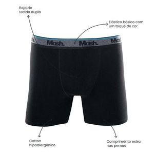 Cueca Boxer Mash Longa Cotton 170.46 Preto