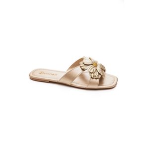 Chinelo Santinelli Rasteira Feminina Flor 1552-037 Ouro