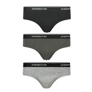 Kit Com 3 Cuecas Selene Slip Algodão Penteado 11900.001 Chumbo