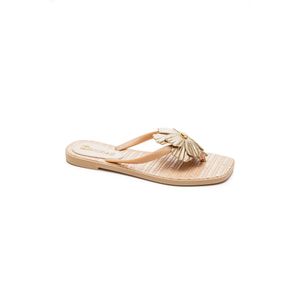 Chinelo Santinelli Rasteira Feminina Flor 1564-004 Ouro