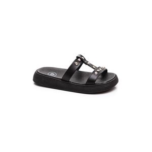 Chinelo Molekinha Rasteira Juvenil Menina Tiras 2358 Preto