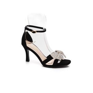 Sandália Bebecê Salto Médio Feminino Strass T7539 Preto