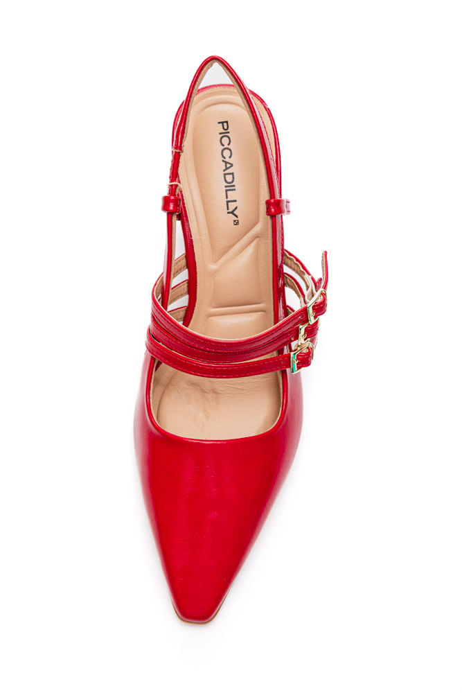 Sapato Piccadilly Slingback Feminino Irene Salto Alto 764008 Vermelho