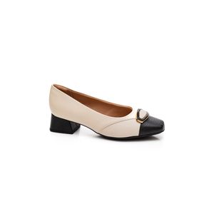 Sapato Piccadilly Salto Baixo Feminino Tati 160085 Off-White