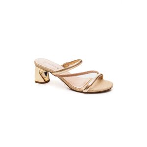 Tamanco Bebecê Salto Baixo Feminino Craquelet T5259-181 Ouro