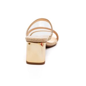 Tamanco Bebecê Salto Baixo Feminino Craquelet T5259-181 Ouro