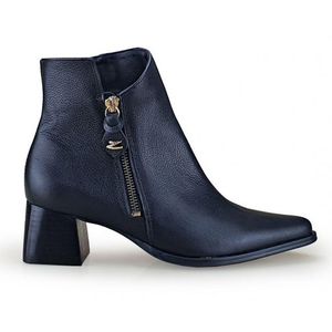 Bota Dina Mirtz Em Couro Feminina Cano Baixo 21606 Preto