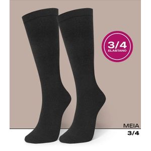 Meia 3/4 Selene 7005.001 Feminina Algodão Preto