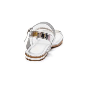 Sandália Doce Pé Rasteira Infantil Menina Strass 28012 Prata