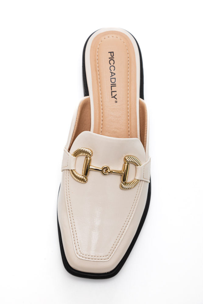 Sapato Piccadilly Maxi Mule Feminino Silvia 662002 Off-White
