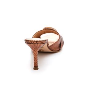 Tamanco Bottero Salto Médio Feminino Couro Snake Metal 366704 Cobre