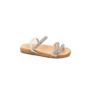 Sandália Papete Moleca Feminina Elástico Brilho Strass 5502.106 Off-White