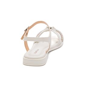 Sandália Pink Cats Rasteira Juvenil Menina Strass V4663 Branco