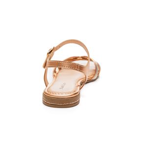 Sandália Pink Cats Rasteira Juvenil Menina Strass V4472 Cobre