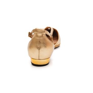 Sapatilha Dina Mirtz Casual Feminina Couro 702 Ouro