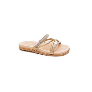Chinelo Beira Rio Papete Feminina Com Strass  8529.102 Ouro