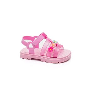 Sandália Lue Lua Casual Infantil Menina Velcro 132005-837 Rosa