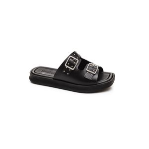 Chinelo Moleca  Slide Feminino Flat  Fivelas 5506.101 Preto
