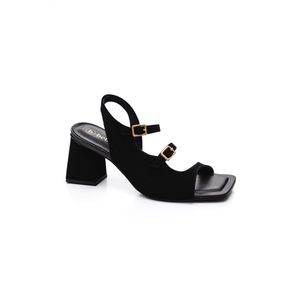Sandália Bebecê De Salto Médio Bloco Feminina Nobuck Com Fivelas T6069-725 Preto
