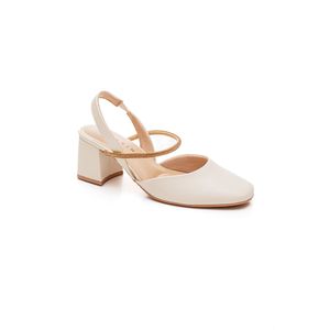 Sapato Ramarim Slingback Feminino Salto Bloco  2417233-09 Off-White