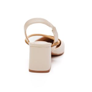 Sapato Ramarim Slingback Feminino Salto Bloco  2417233-09 Off-White