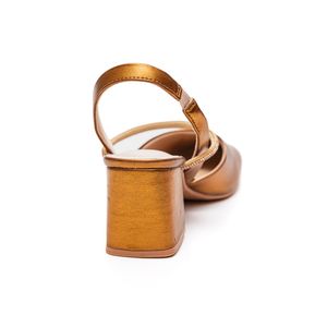 Sapato Ramarim Slingback Feminino Salto Bloco 2417233-01 Cobre