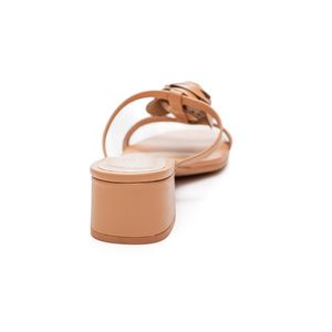 Tamanco Ramarim Salto Baixo Bloco Feminino Flor 245201-02 Bege