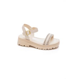 Sandália Tininha Plataforma Juvenil Menina Strass 42.021 Off-White