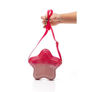 Bolsa Molekinha Transversal Infantil Menina Estrela Com Glitter 20054.2 Pink