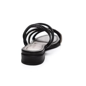 Sandalia Mississipi Salto Baixo Feminina Strass Mb423-06 Preto