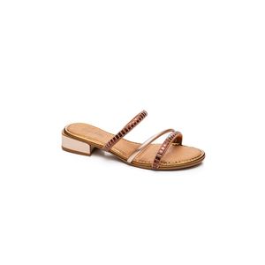 Tamanco Mississipi Salto Baixo Feminino Strass Mi991-02 Cobre