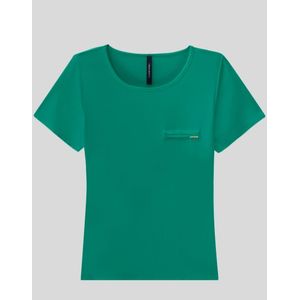 Blusa Lunender Decote Redondo Feminina Manga Curta Em Viscose  00354 Verde