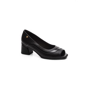 Sapato Piccadilly Maxi  Peep Toe Adriana Salto Baixo 715025 Preto