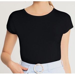 Blusa Lunender Feminina Manga Curta Gola Redonda 00369 Preto