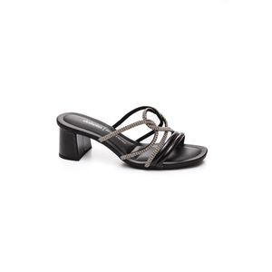 Tamanco Dakota Salto Médio Feminino Strass Y7913-09 Preto