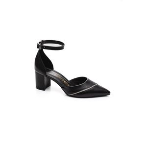 Sapato Em Couro Tchocco Scarpin Feminino Strass 36604 Preto